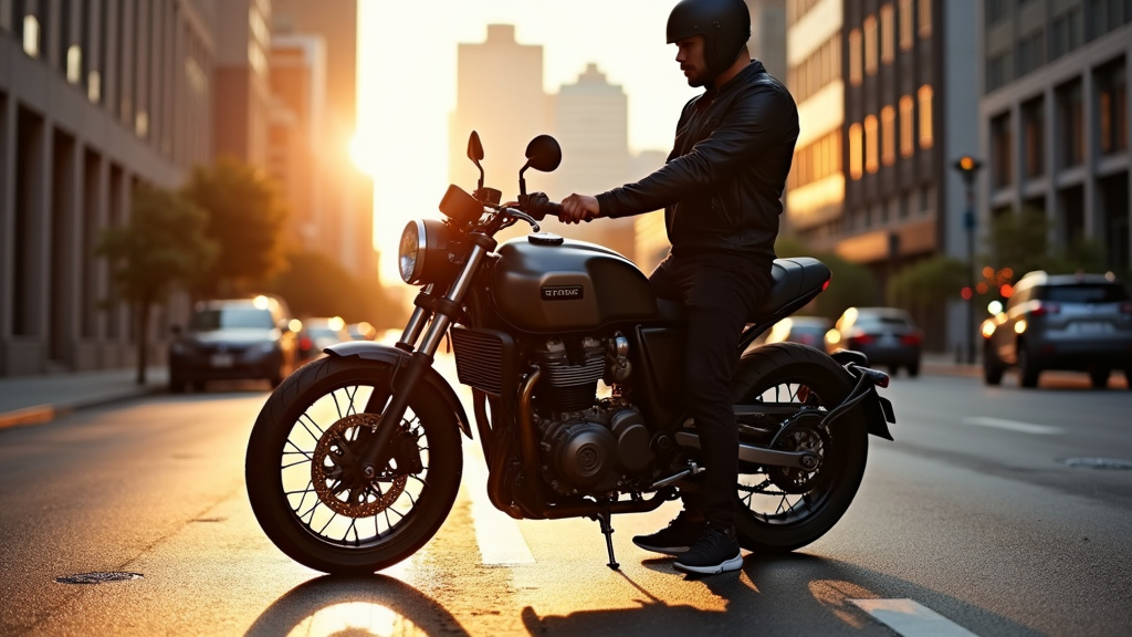 Moto automatique moderne en circulation urbaine